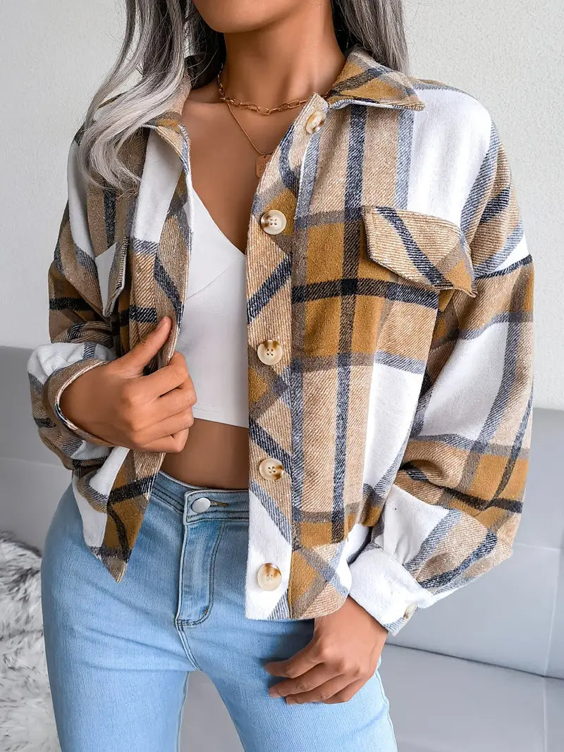 CroppedPlaidFlannelJacket